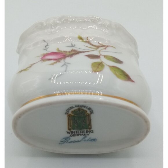 Winterling Germany Cigarette Holder Vanity Dish Gold Trim Rosebud Porcelain - Picture 12 of 15
